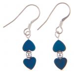 EH1313 - Denim Frosted Kissing Hearts Earrings