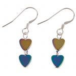 EH1231 - Rainbow Mini Haematite Hearts Earrings 