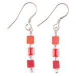 Red Rainbow Shimmer Cubes Earrings