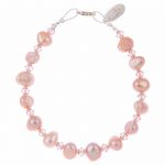 B1361 - Soft Peach Pearl and Crystal Bracelet