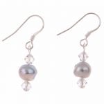 EH1360 - Dove Grey Pearl and Crystal Earrings