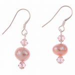 EH1361 - Soft Peach Pearl and Crystal Earrings