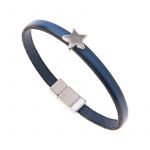 BL003 - Blue Leather Star Charm Bracelet