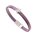 BL004 - Purple Leather Star Charm Bracelet