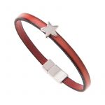 BL007 - Red Leather Star Charm Bracelet