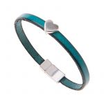 BL012 - Turquoise Leather Heart Charm Bracelet