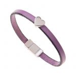 BL014 - Purple Leather Heart Charm Bracelet