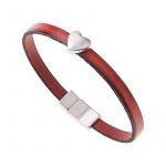 BL017 - Red Leather Heart Charm Bracelet