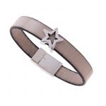 BL027 - Stone Wide Leather Star Charm Bracelet 