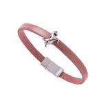 BL040 - Pearl Salmon Leather Unicorn Charm Bracelet 