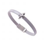 BL041 - Pearl White Leather Unicorn Charm Bracelet 