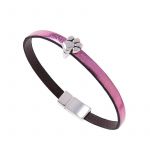 BL043 - Metallic Rose Leather Paw Charm Bracelet 