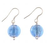 EE062 - Blue Silver Lined Coin Earrings