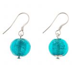 EE063 - Teal Silver Lined Coin Earrings