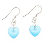 EE090 - Turquoise Glass Heart Earrings