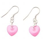 EE094 - Pink Glass Heart Earrings