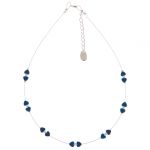 N1313 - Denim Frosted Kissing Hearts Necklace