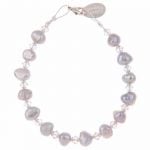 B1360 - Dove Grey Pearl and Crystal Bracelet