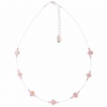 N1361 - Soft Peach Pearl and Crystal Necklace